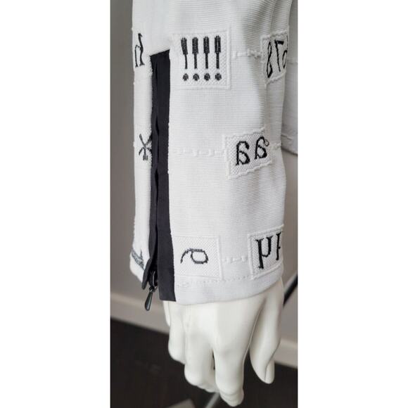 Rayure Paris White Black Polyamide Numbers Print zip Jacket Size 46 - Picture 3 of 9